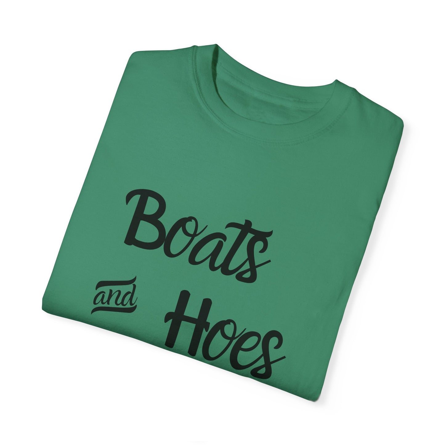 Unisex Garment-Dyed T-shirt: 'Boats and Hoes' Casual Tee for Summer Vibes