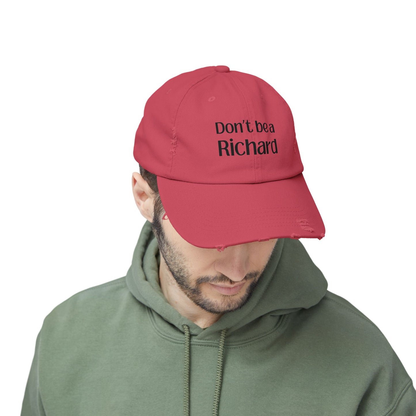 Funny Distressed Cap - 'Don't Be a Richard' Unisex Pink Hat