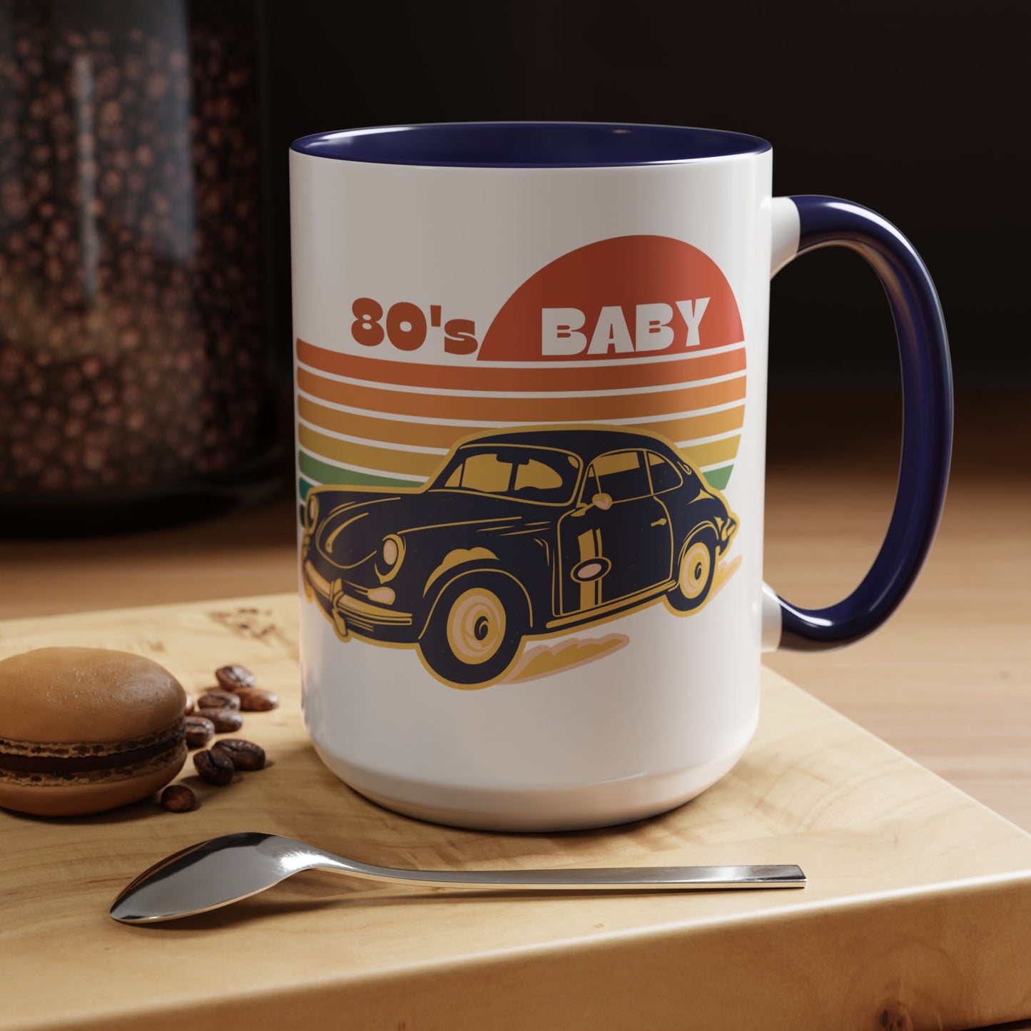 Retro 80's Baby Coffee Mug - Vintage Car Design, Perfect for Nostalgia Lovers