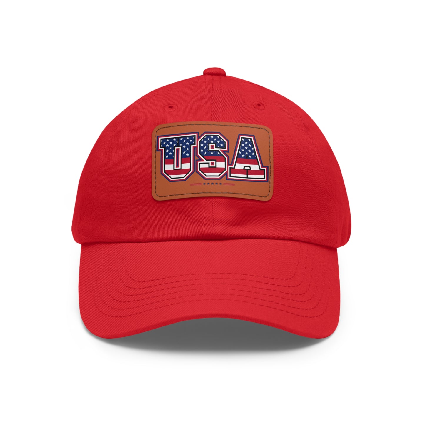 Patriotic USA Dad Hat with Leather Patch