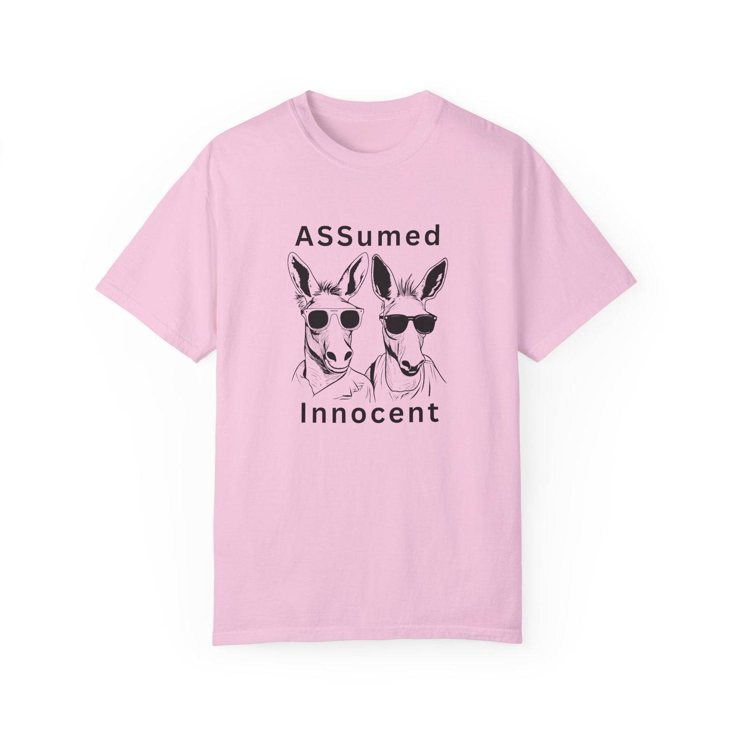 Unisex Garment-Dyed T-Shirt - Funny Kangaroo Design with 'ASSumed Innocent' Text