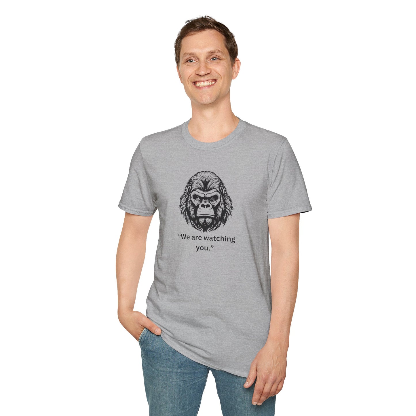 Funny Gorilla Movie Watcher Unisex Softstyle T-Shirt