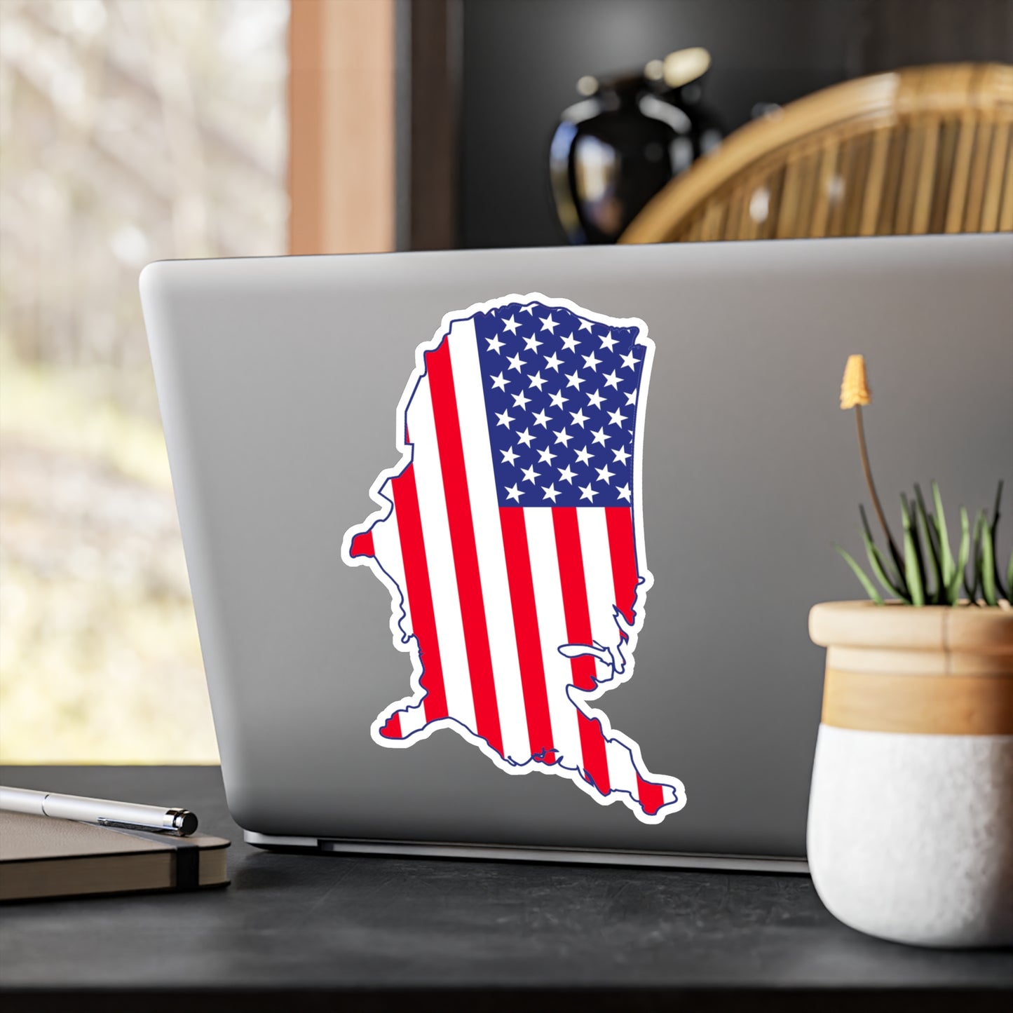 Patriotic Kiss-Cut Vinyl Decals - American Flag Alaska Sticker