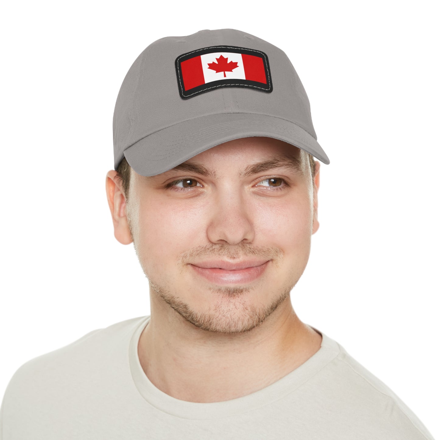 Canada Flag Dad Hat with Leather Patch | Classic White Cap for Outdoors & Celebrations