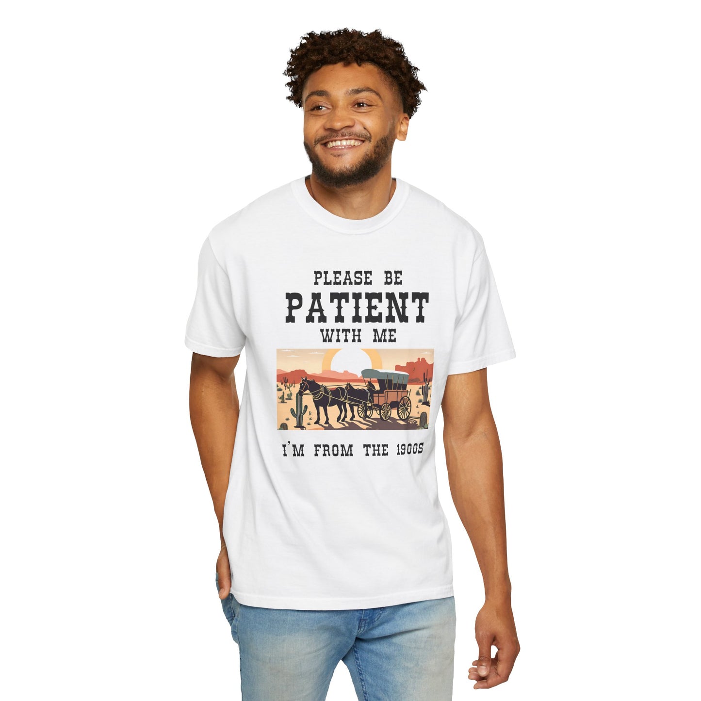 Vintage Patient Tee - Unisex Garment-Dyed T-Shirt with Retro 1900s Design