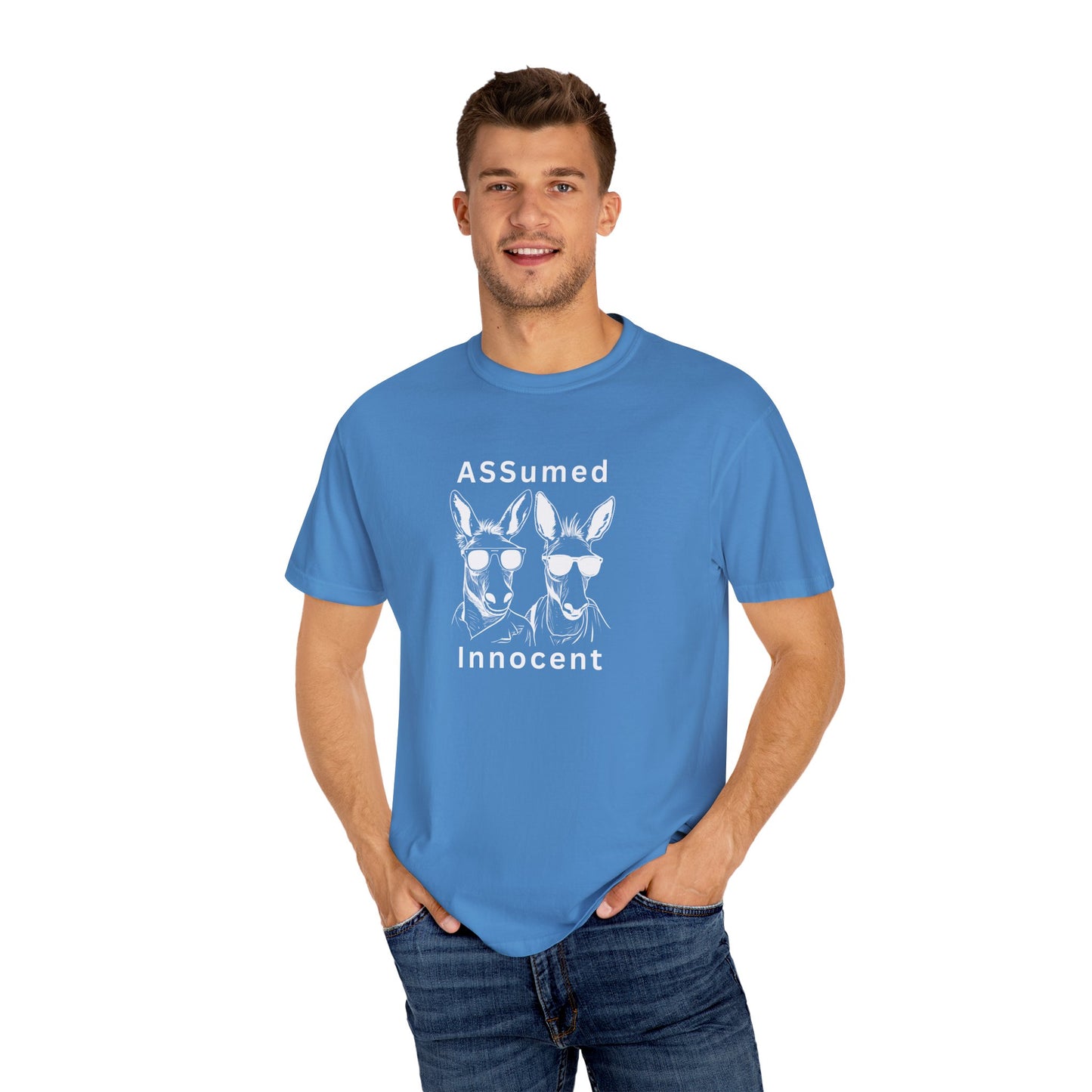 Funny Unisex Graphic T-Shirt - "ASSUMed Innocent" - Casual Wear for Animal Lovers