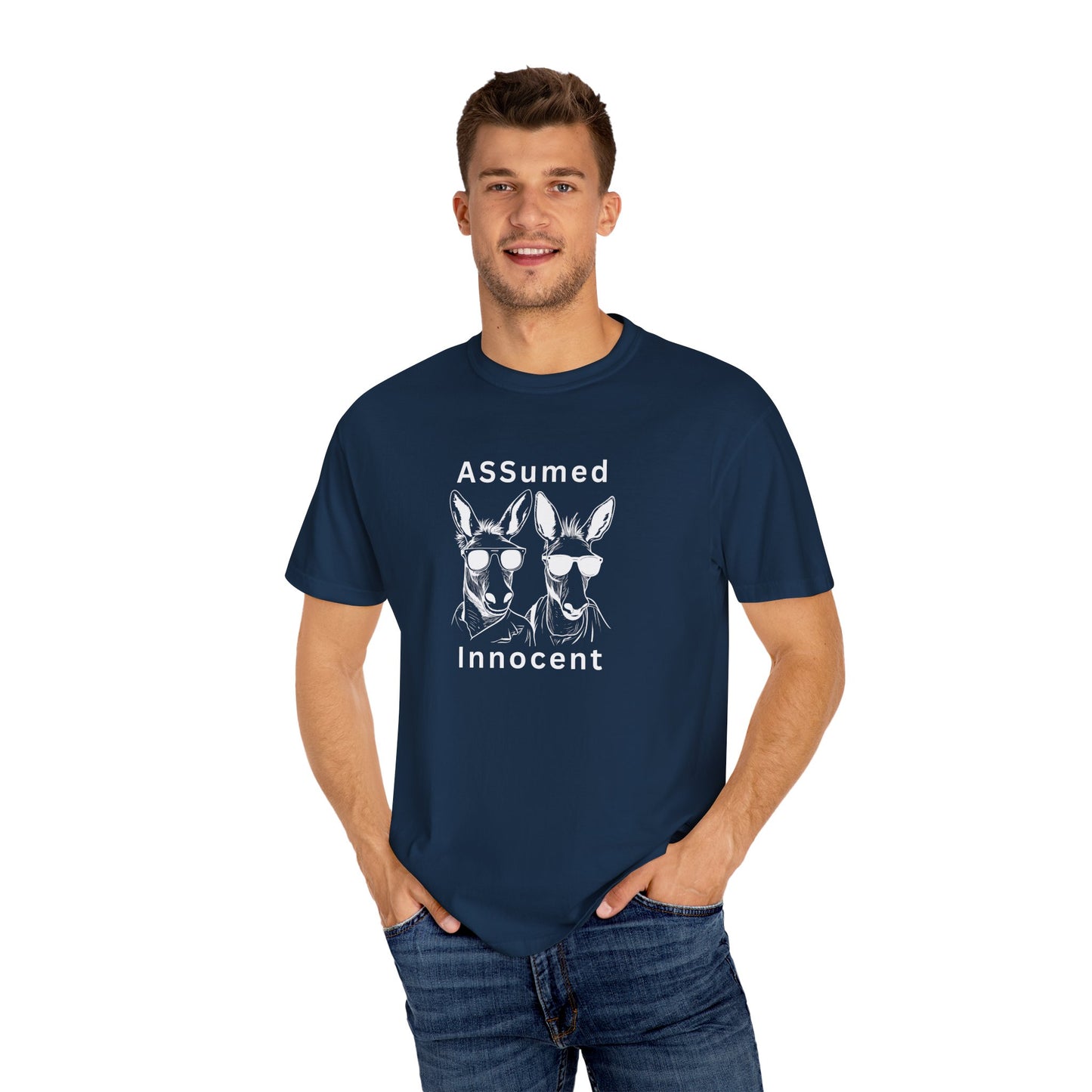 Funny Unisex Graphic T-Shirt - "ASSUMed Innocent" - Casual Wear for Animal Lovers