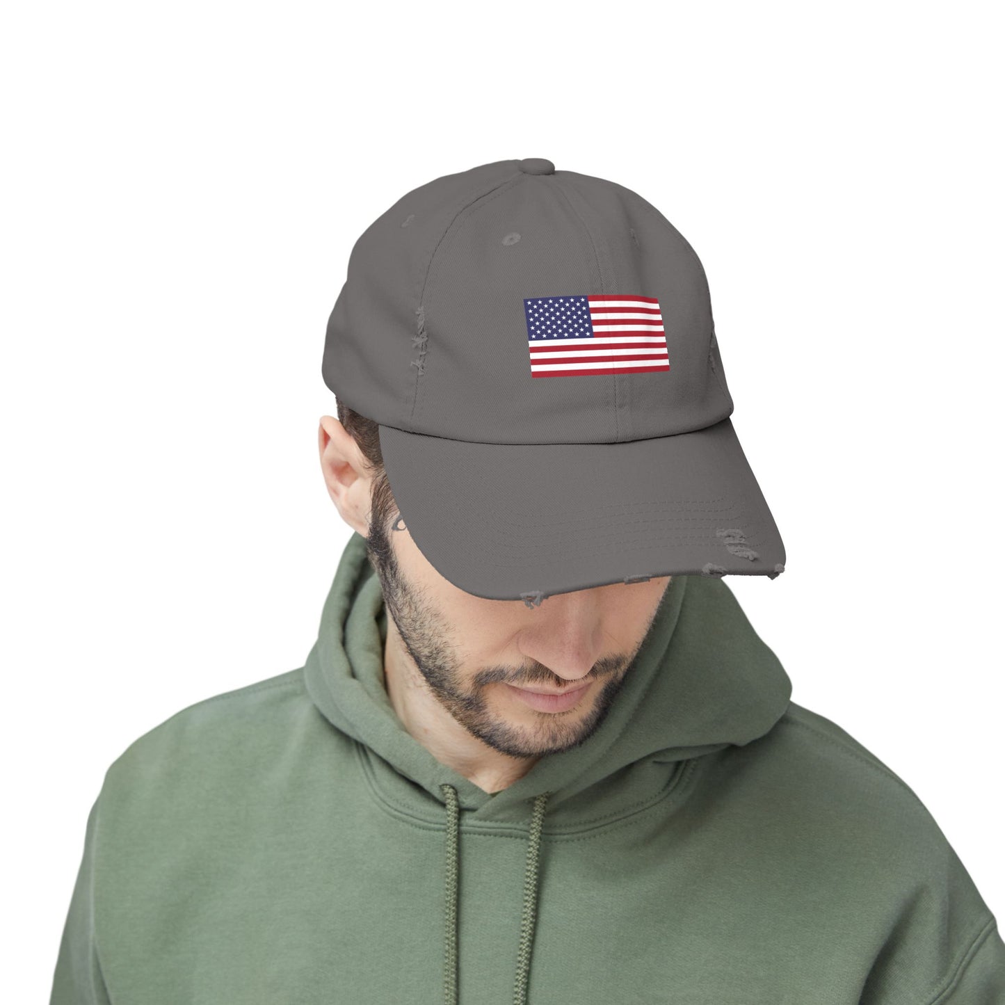 Unisex Distressed American Flag Cap - Trendy Pink Hat for Patriotic Style