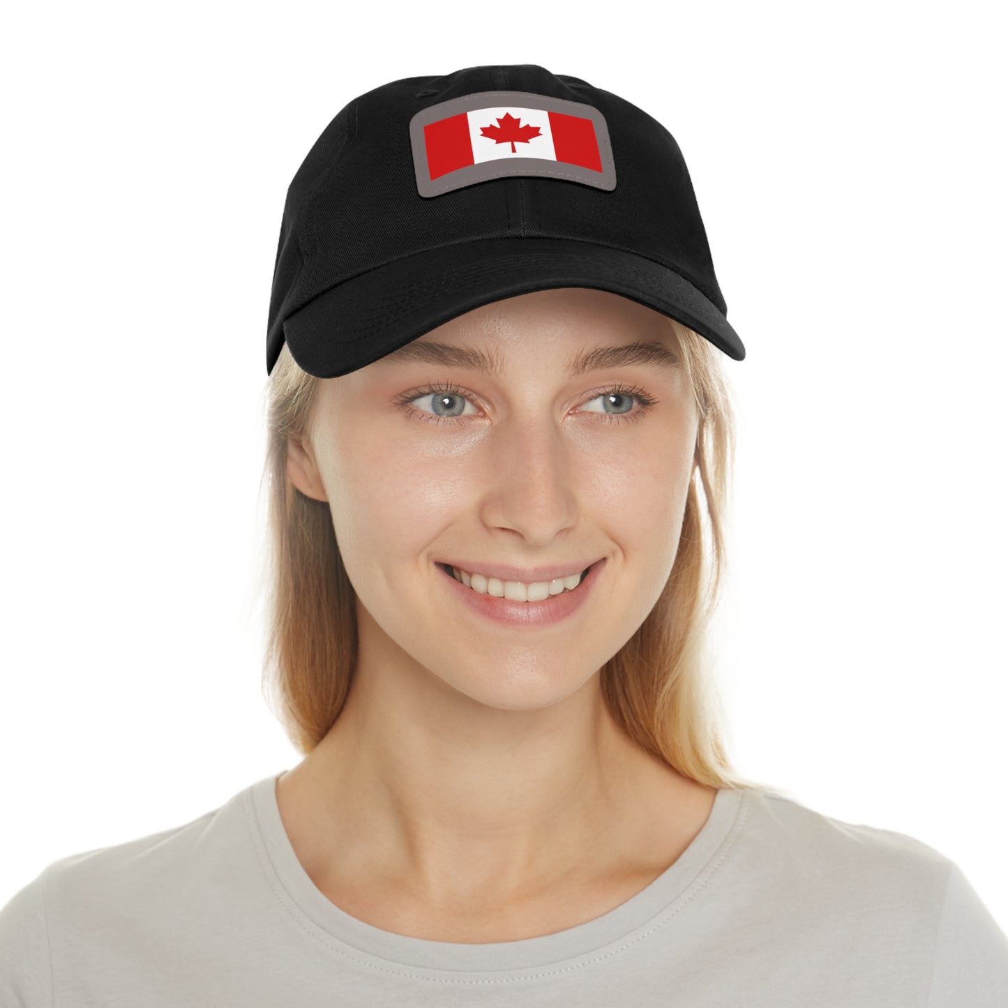 Canada Flag Dad Hat with Leather Patch | Classic White Cap for Outdoors & Celebrations