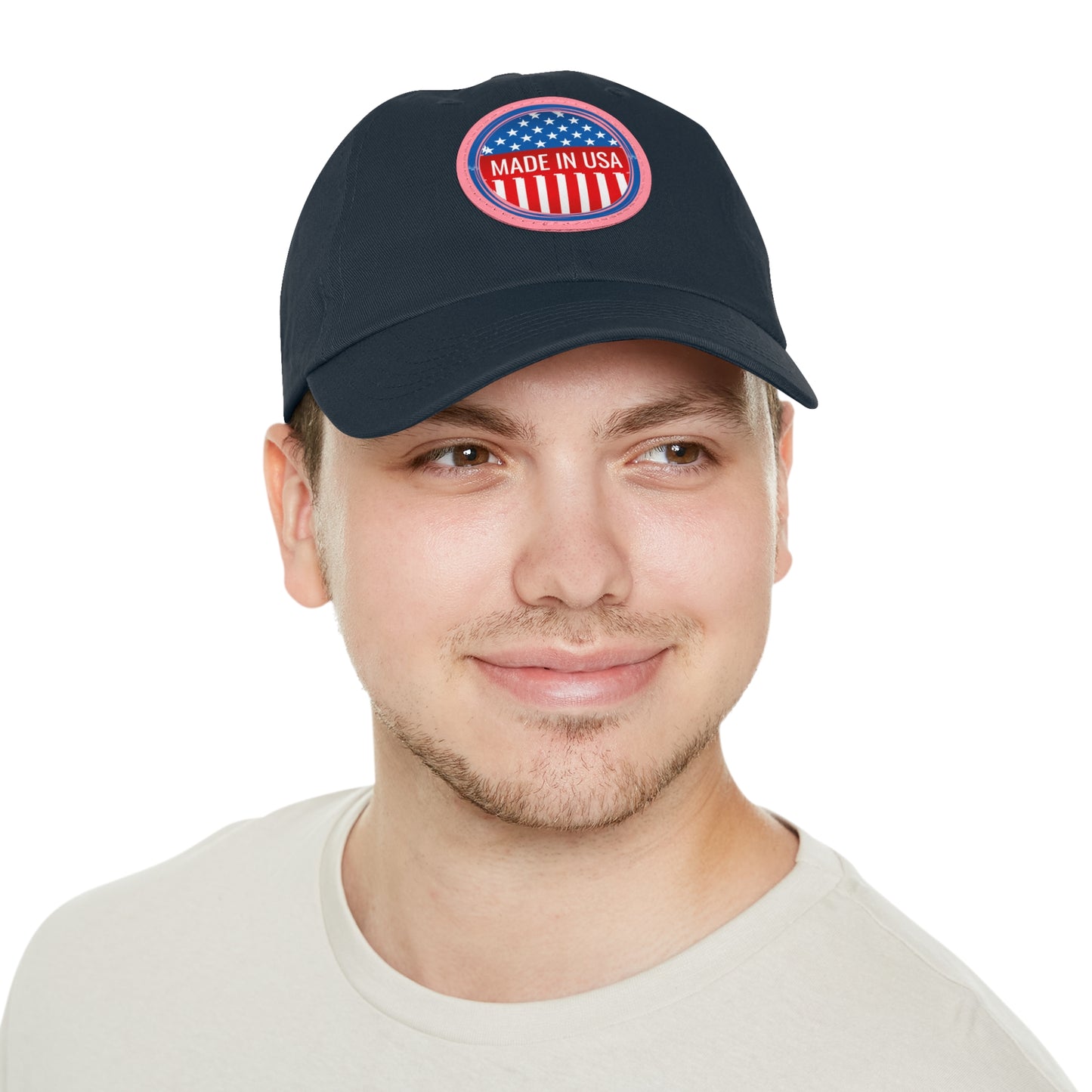 Patriotic Dad Hat with Leather Patch - Made in USA