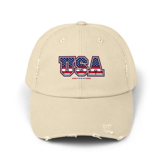 Unisex Distressed USA Cap - Casual Style for Outdoor Adventures