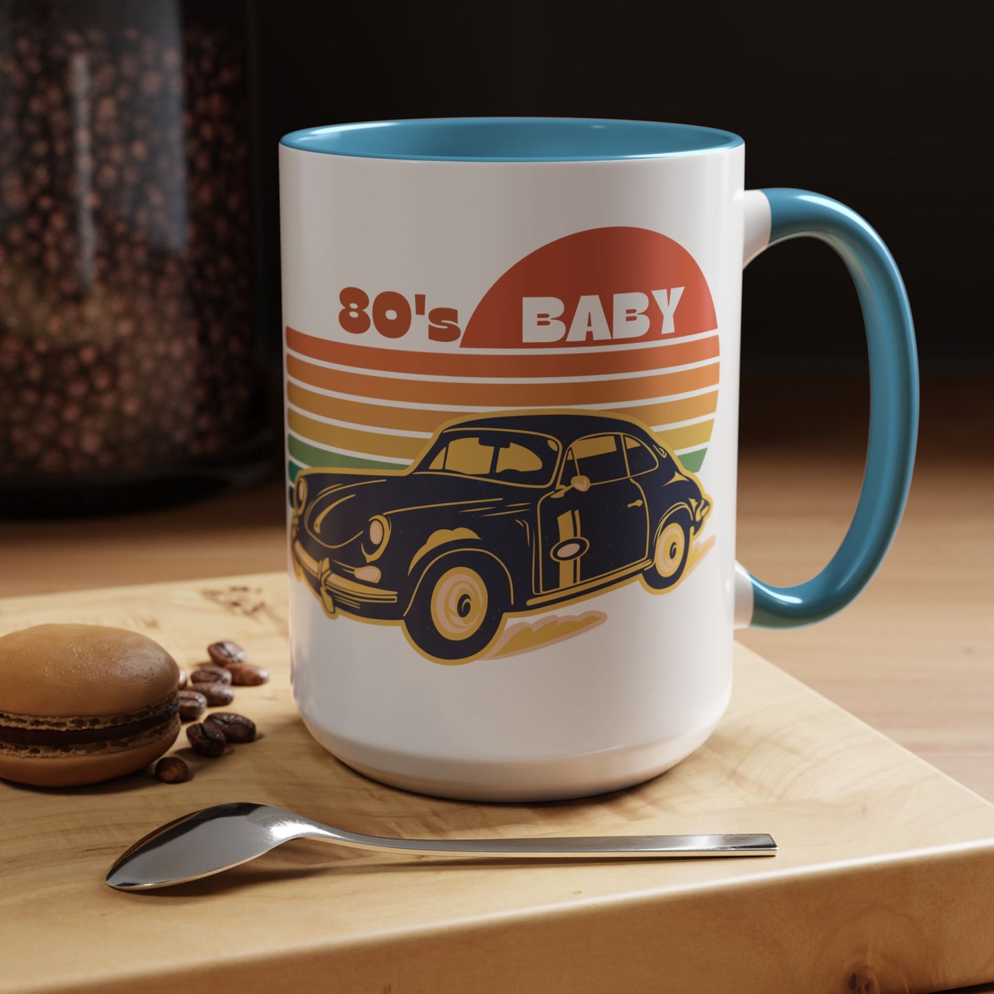 Retro 80's Baby Coffee Mug - Vintage Car Design, Perfect for Nostalgia Lovers