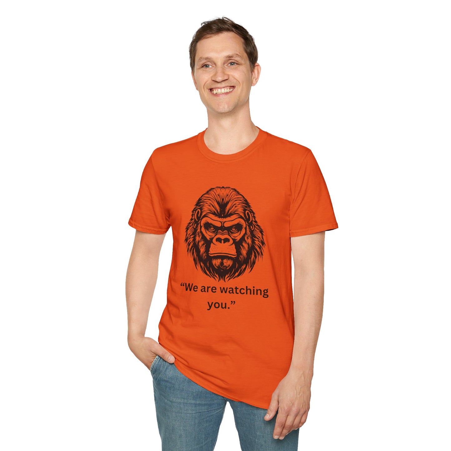 Funny Gorilla Movie Watcher Unisex Softstyle T-Shirt