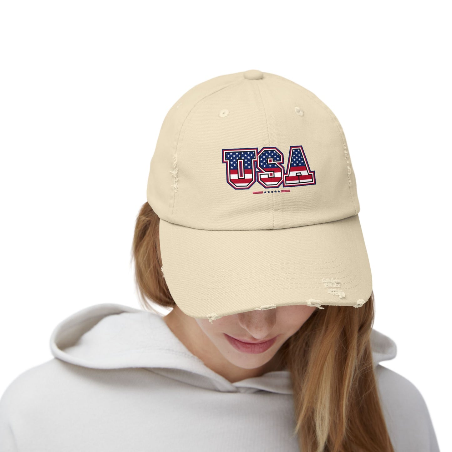 Unisex Distressed USA Cap - Casual Style for Outdoor Adventures