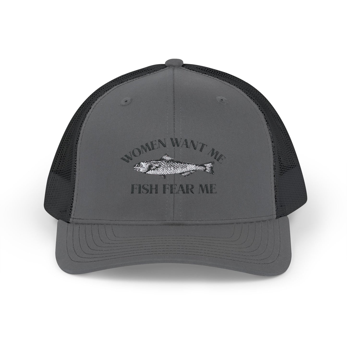 Humorous Fishing Snapback Trucker Cap - 'Women Want Me, Fish Fear Me'