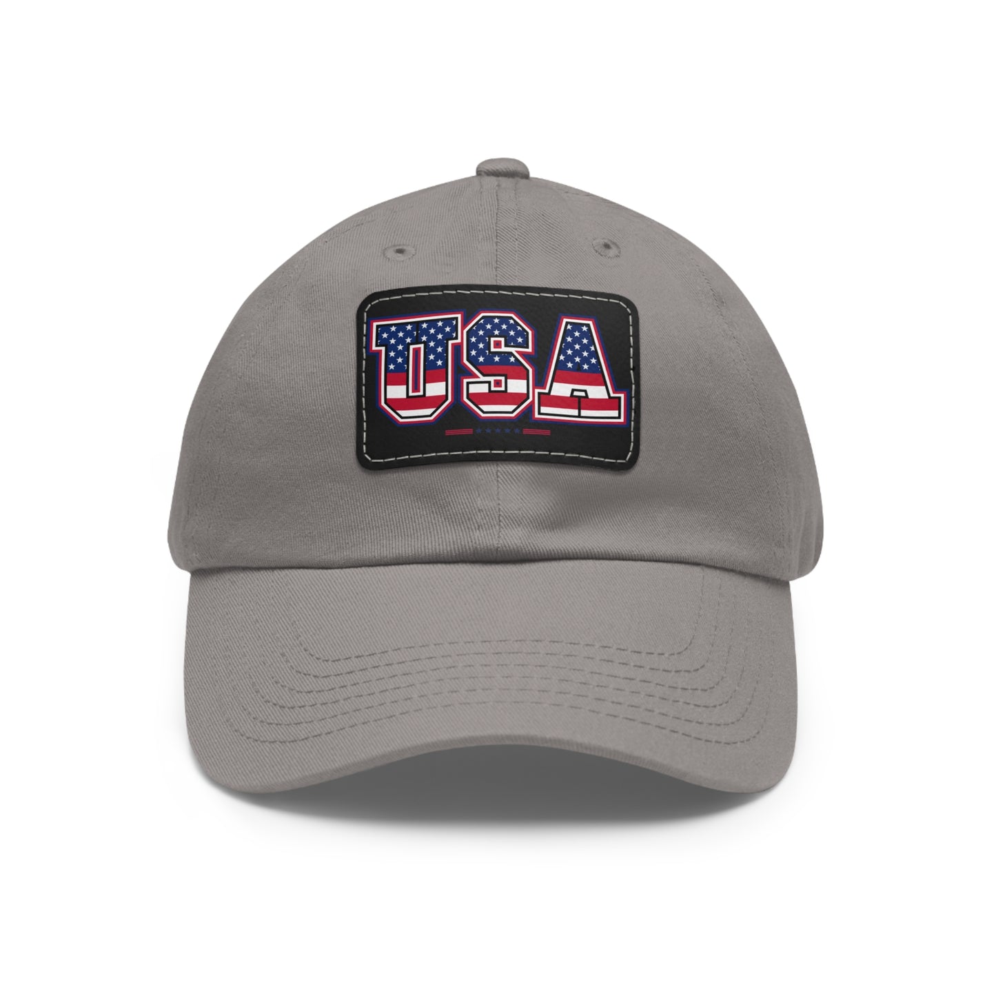 Patriotic USA Dad Hat with Leather Patch