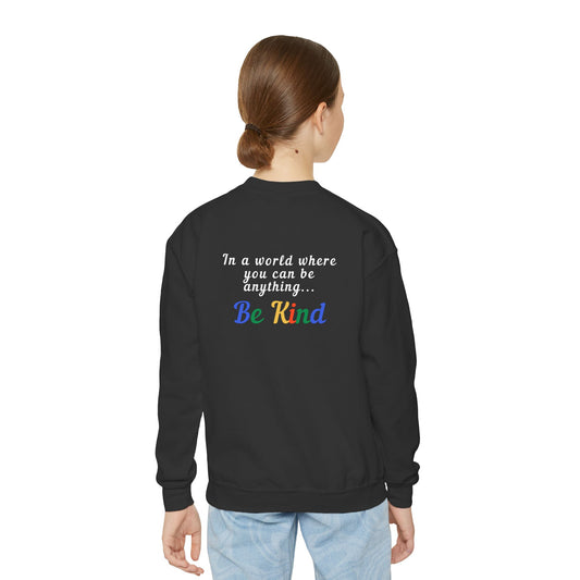 Youth Crewneck Sweatshirt - 'Be Kind' Inspirational Design