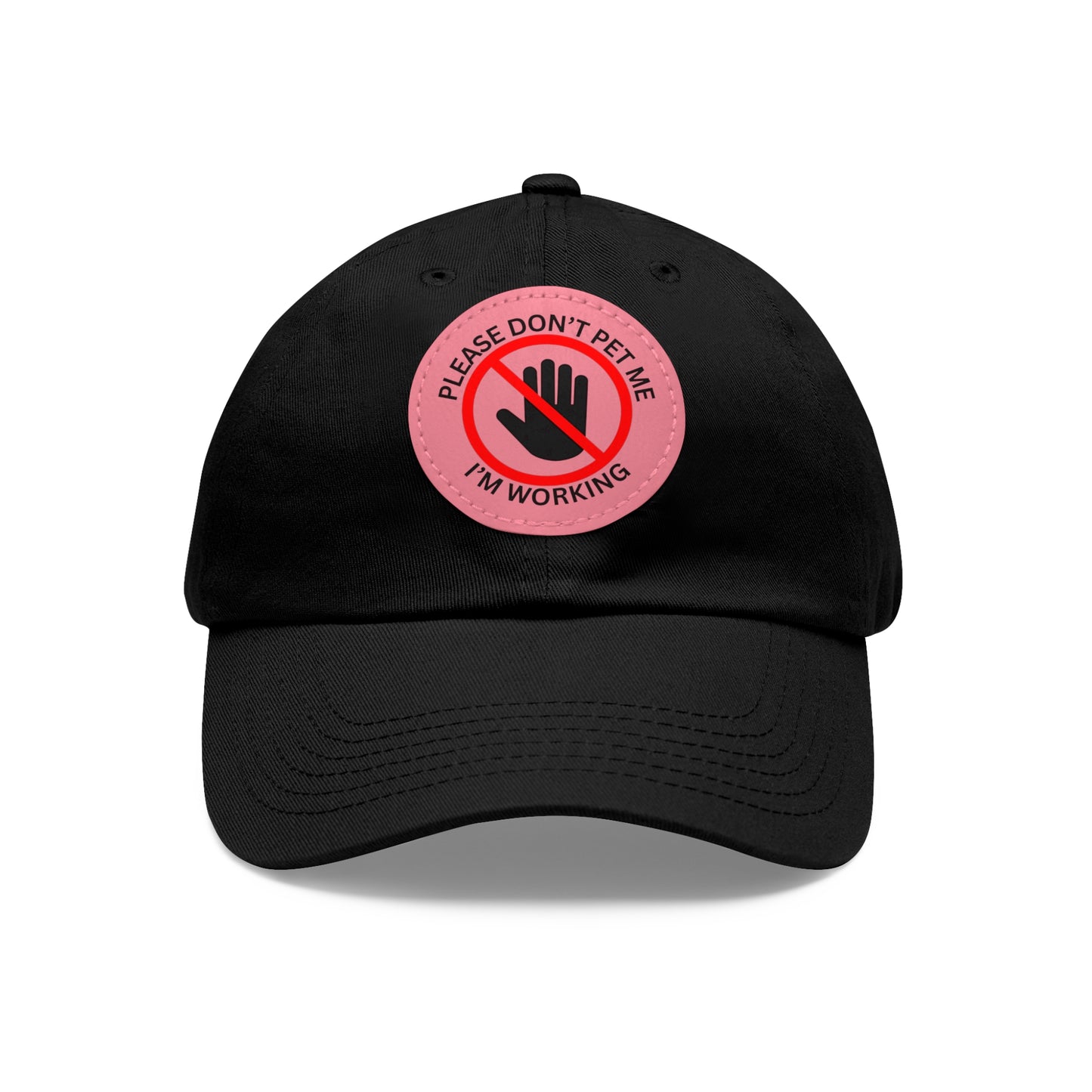 Funny Dad Hat with Leather Patch - 'Please Don't Pet Me, I'm Working'