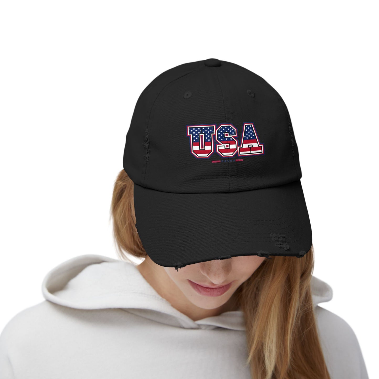 Unisex Distressed USA Cap - Casual Style for Outdoor Adventures