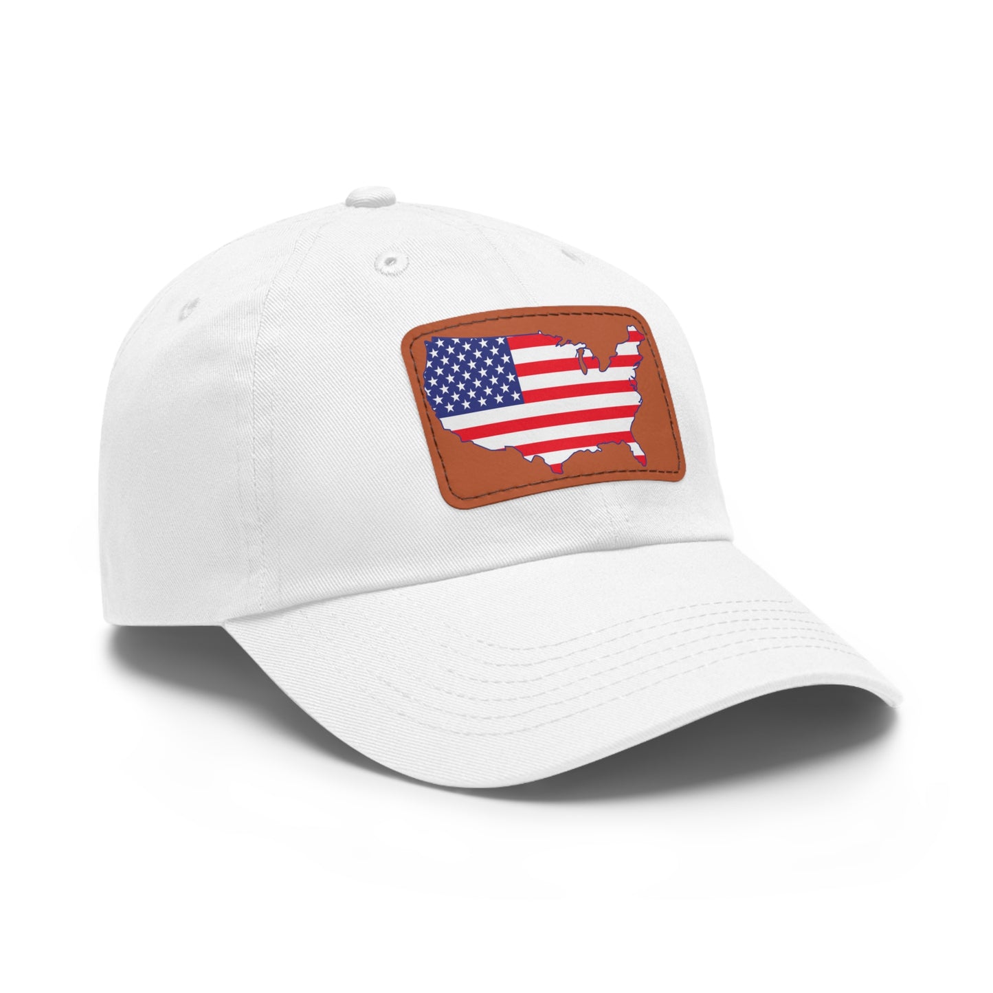 Patriotic Dad Hat with Leather Patch - USA Flag Cap for Outdoors