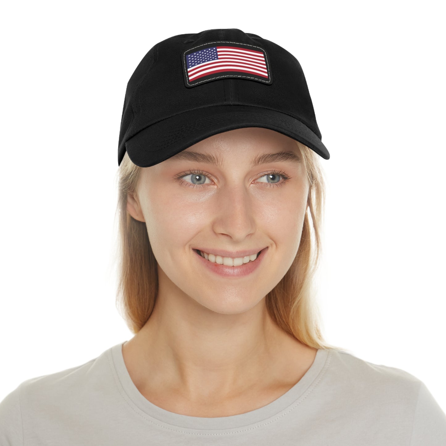 Patriotic Dad Hat with Leather Patch – USA Flag Cap for Summer Adventures