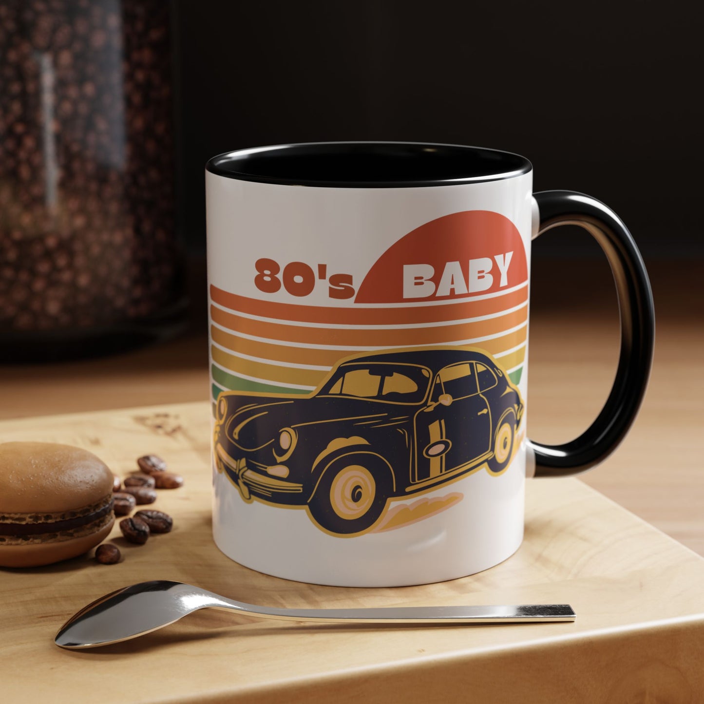 Retro 80's Baby Coffee Mug - Vintage Car Design, Perfect for Nostalgia Lovers