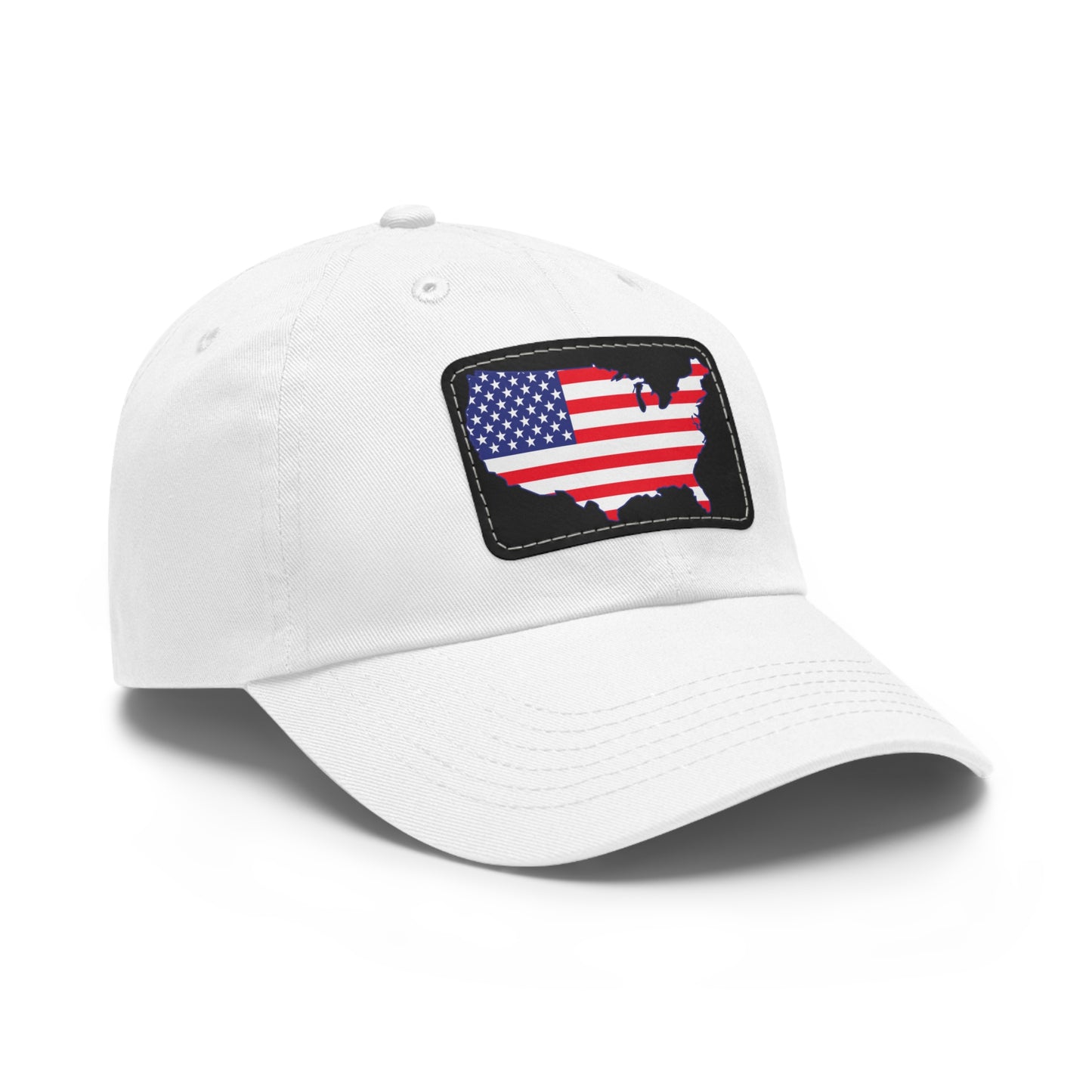 Patriotic Dad Hat with Leather Patch - USA Flag Cap for Outdoors