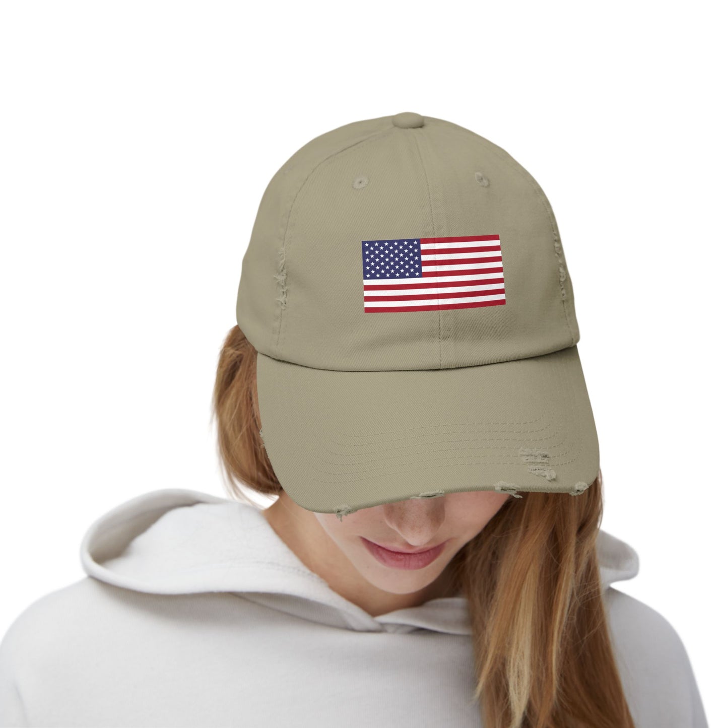 Unisex Distressed American Flag Cap - Trendy Pink Hat for Patriotic Style