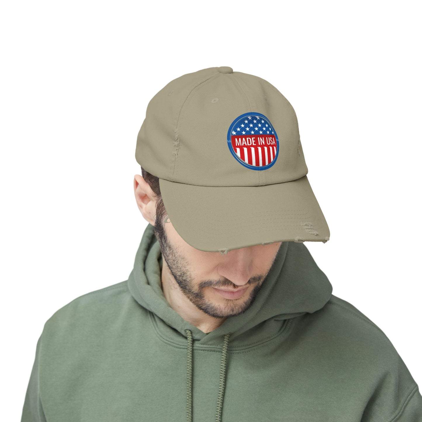 Unisex Distressed Cap with 'Made in USA' Patch - Perfect for Patriotic Events and Everyday Wear