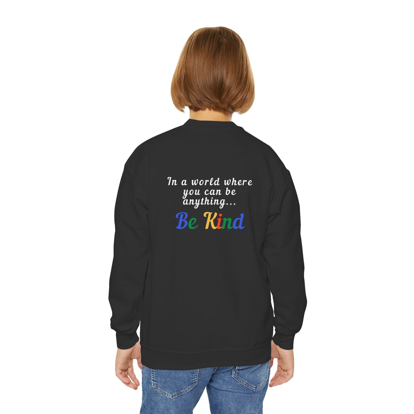 Youth Crewneck Sweatshirt - 'Be Kind' Inspirational Design