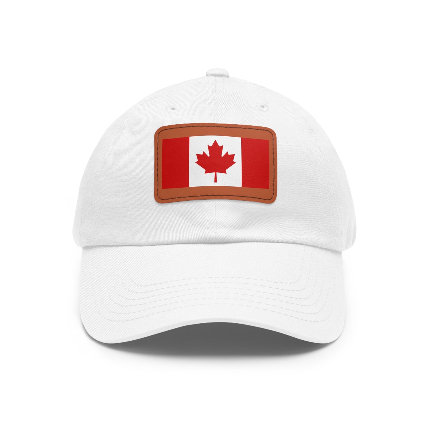 Canada Flag Dad Hat with Leather Patch | Classic White Cap for Outdoors & Celebrations