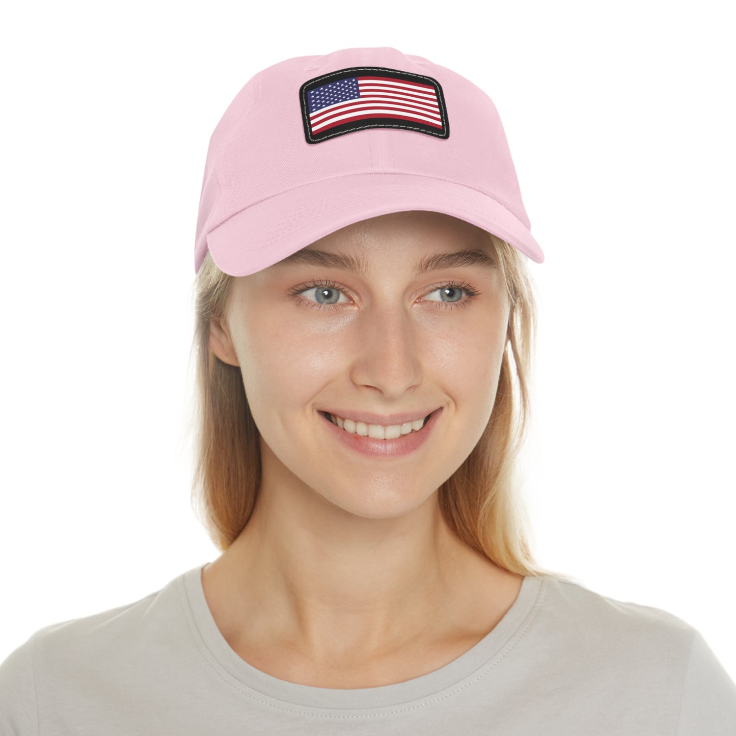 Patriotic Dad Hat with Leather Patch – USA Flag Cap for Summer Adventures