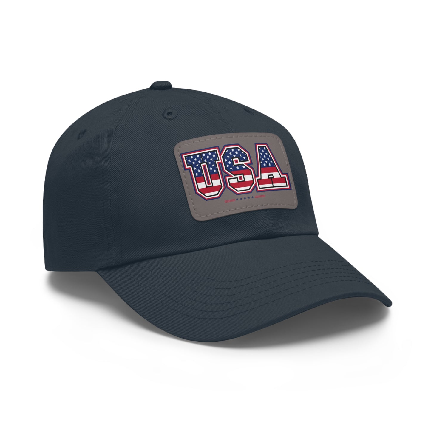 Patriotic USA Dad Hat with Leather Patch