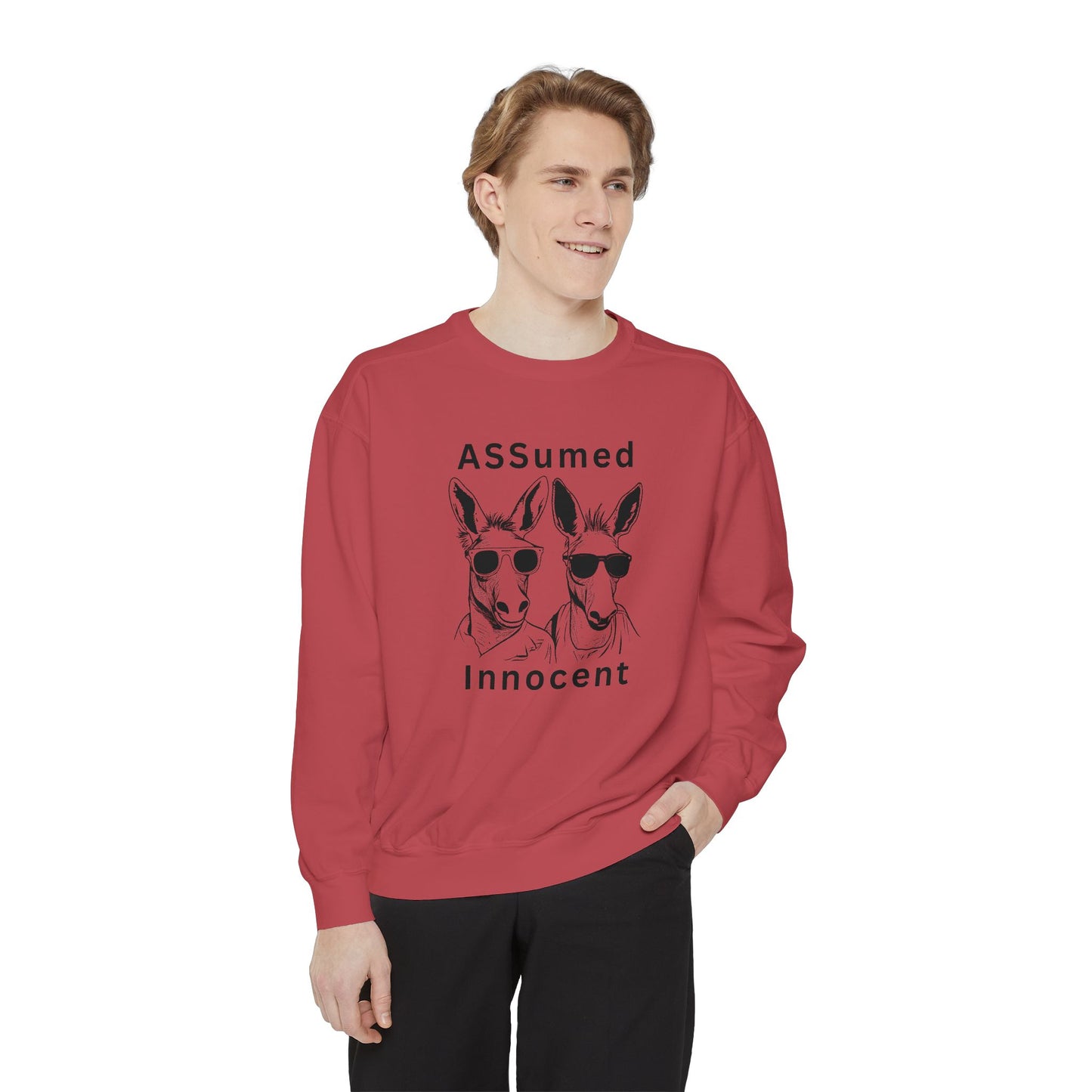 ASSUmEm Innocent Unisex Sweatshirt - Funny Animal Graphic Pullover for Casual Wear