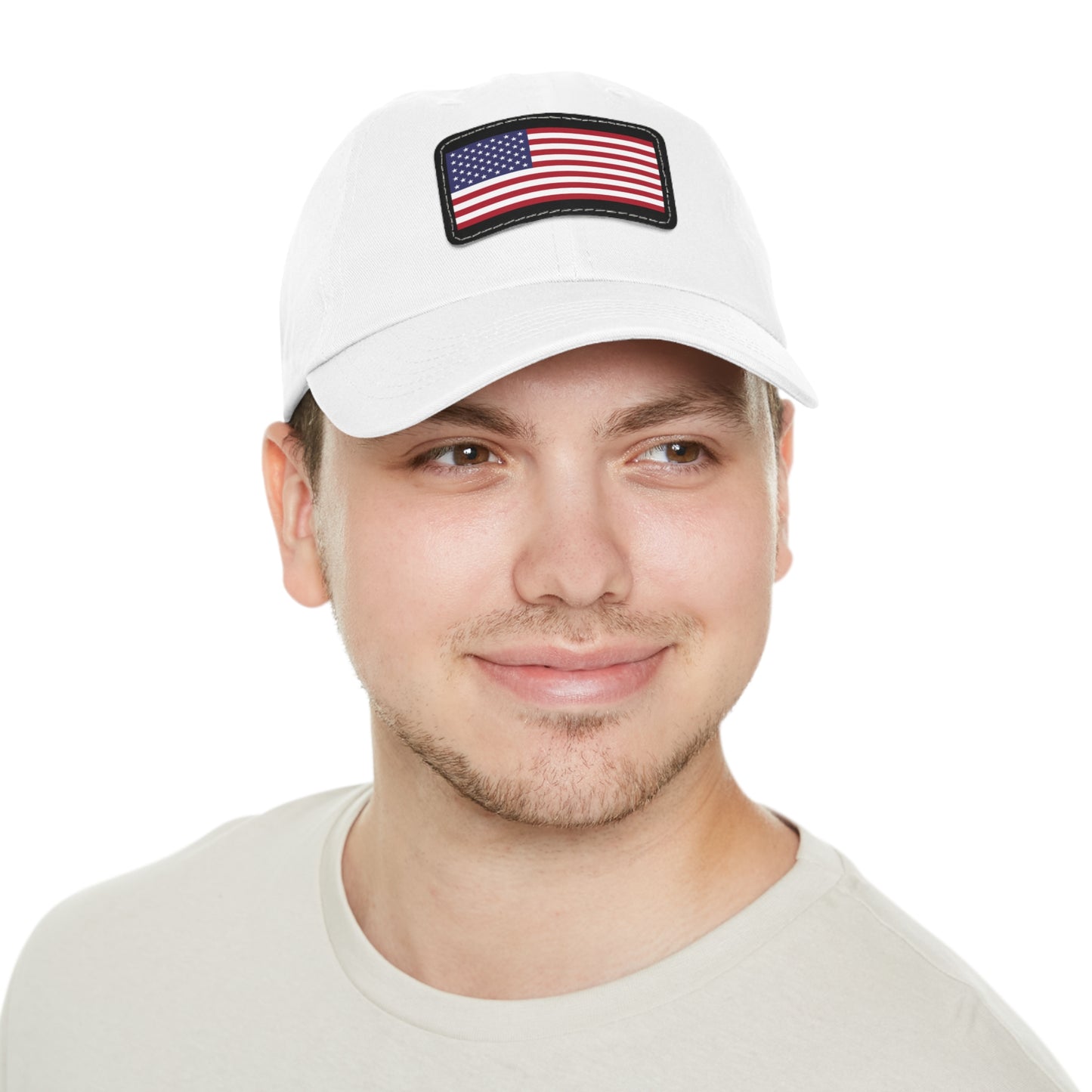 Patriotic Dad Hat with Leather Patch – USA Flag Cap for Summer Adventures