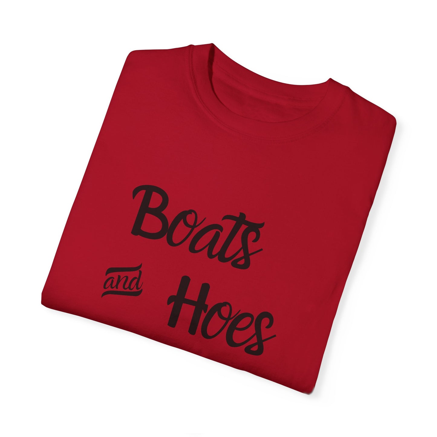 Unisex Garment-Dyed T-shirt: 'Boats and Hoes' Casual Tee for Summer Vibes