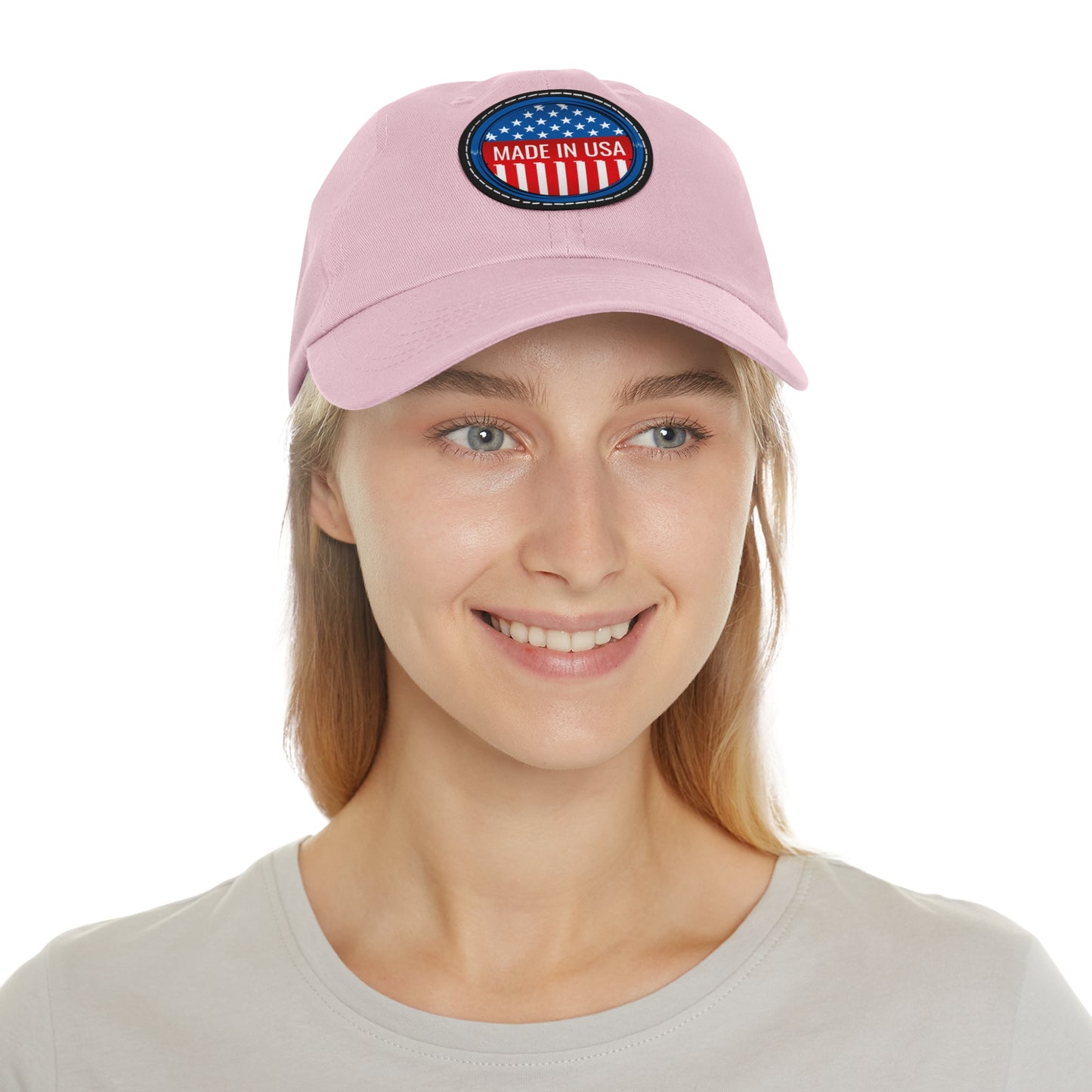 Patriotic Dad Hat with Leather Patch - Made in USA