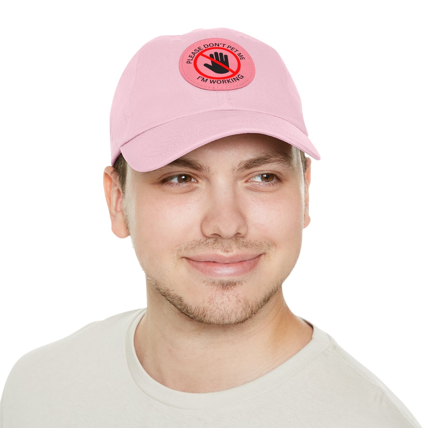 Funny Dad Hat with Leather Patch - 'Please Don't Pet Me, I'm Working'