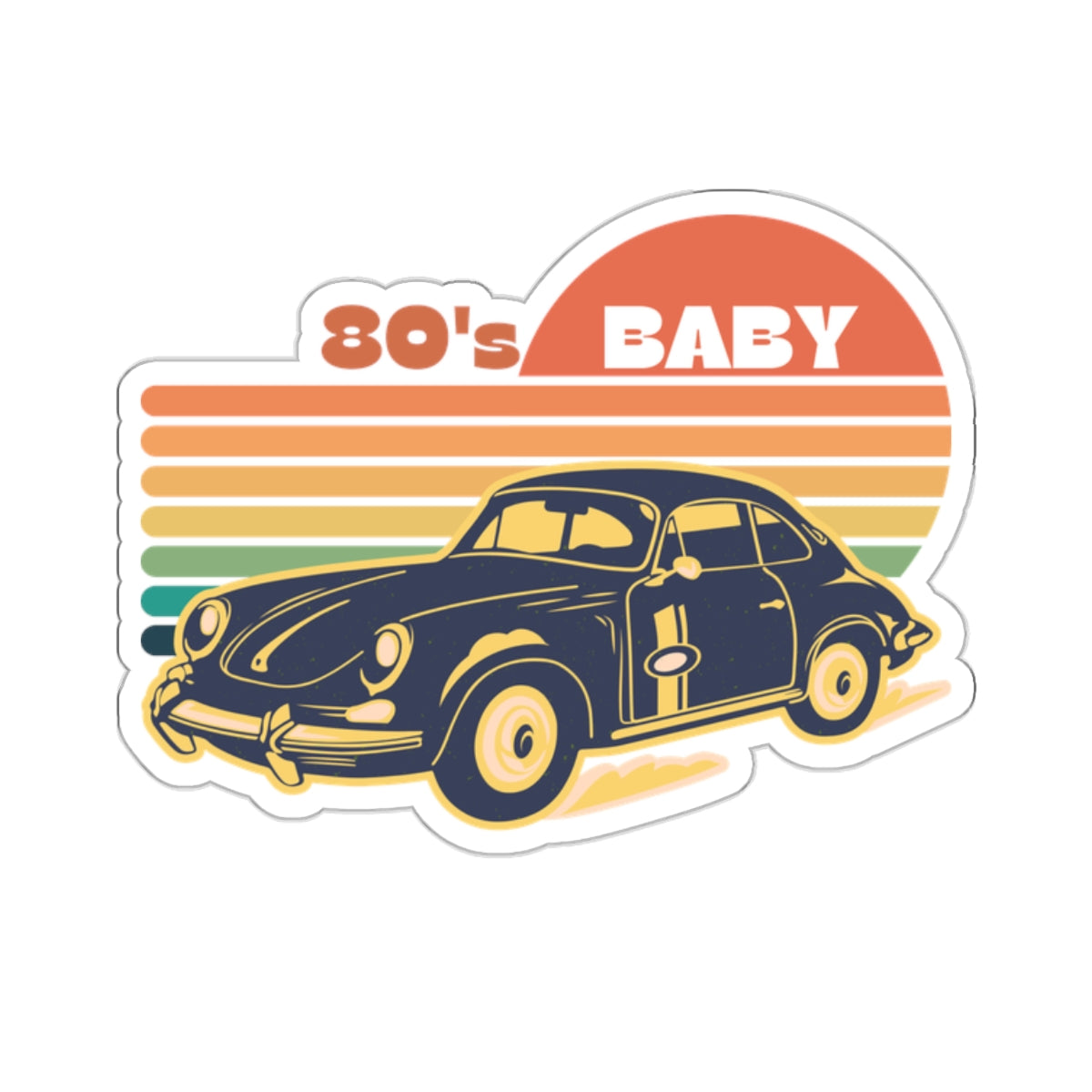 Retro 80's Baby Car Kiss-Cut Stickers - Perfect for Laptop, Water Bottles & More!