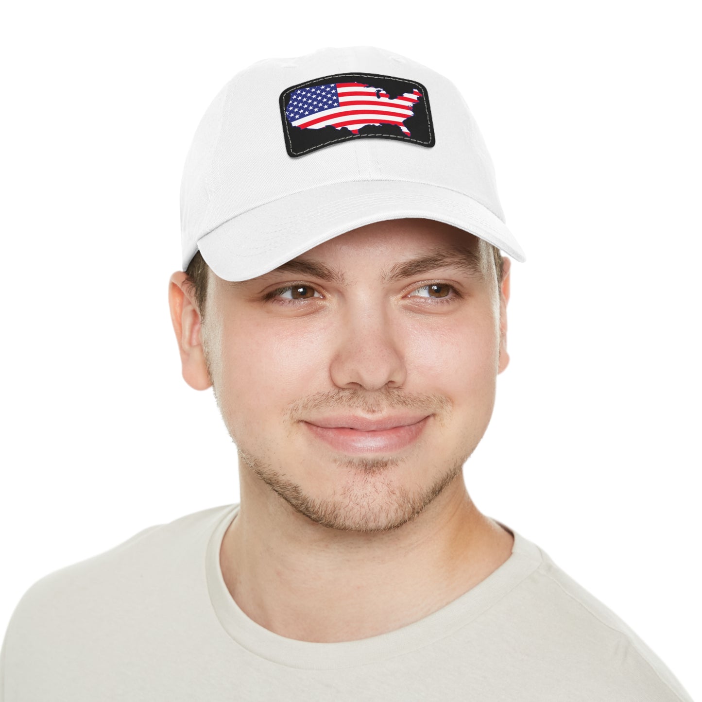 Patriotic Dad Hat with Leather Patch - USA Flag Cap for Outdoors