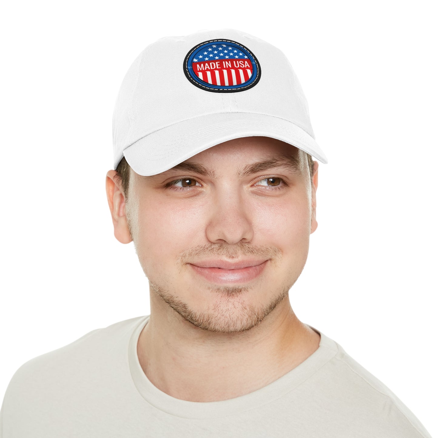 Patriotic Dad Hat with Leather Patch - Made in USA