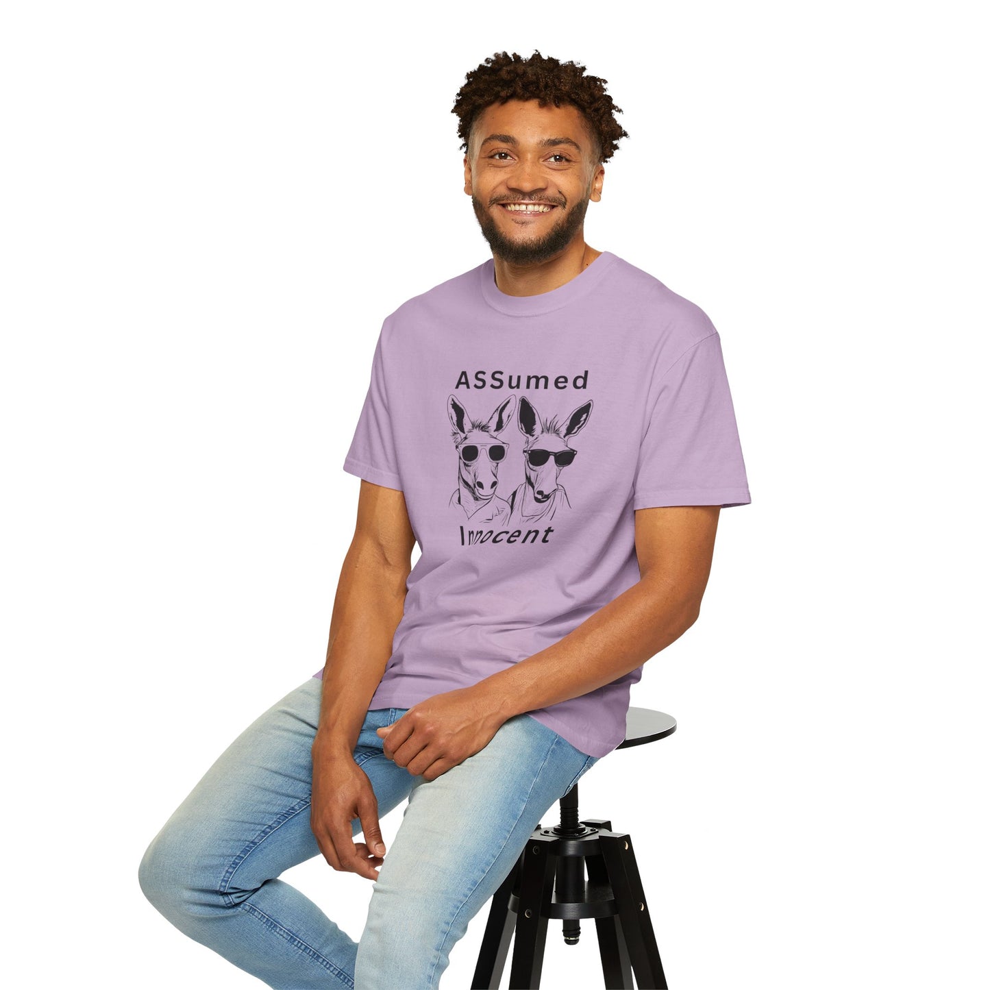 Unisex Garment-Dyed T-Shirt - Funny Kangaroo Design with 'ASSumed Innocent' Text