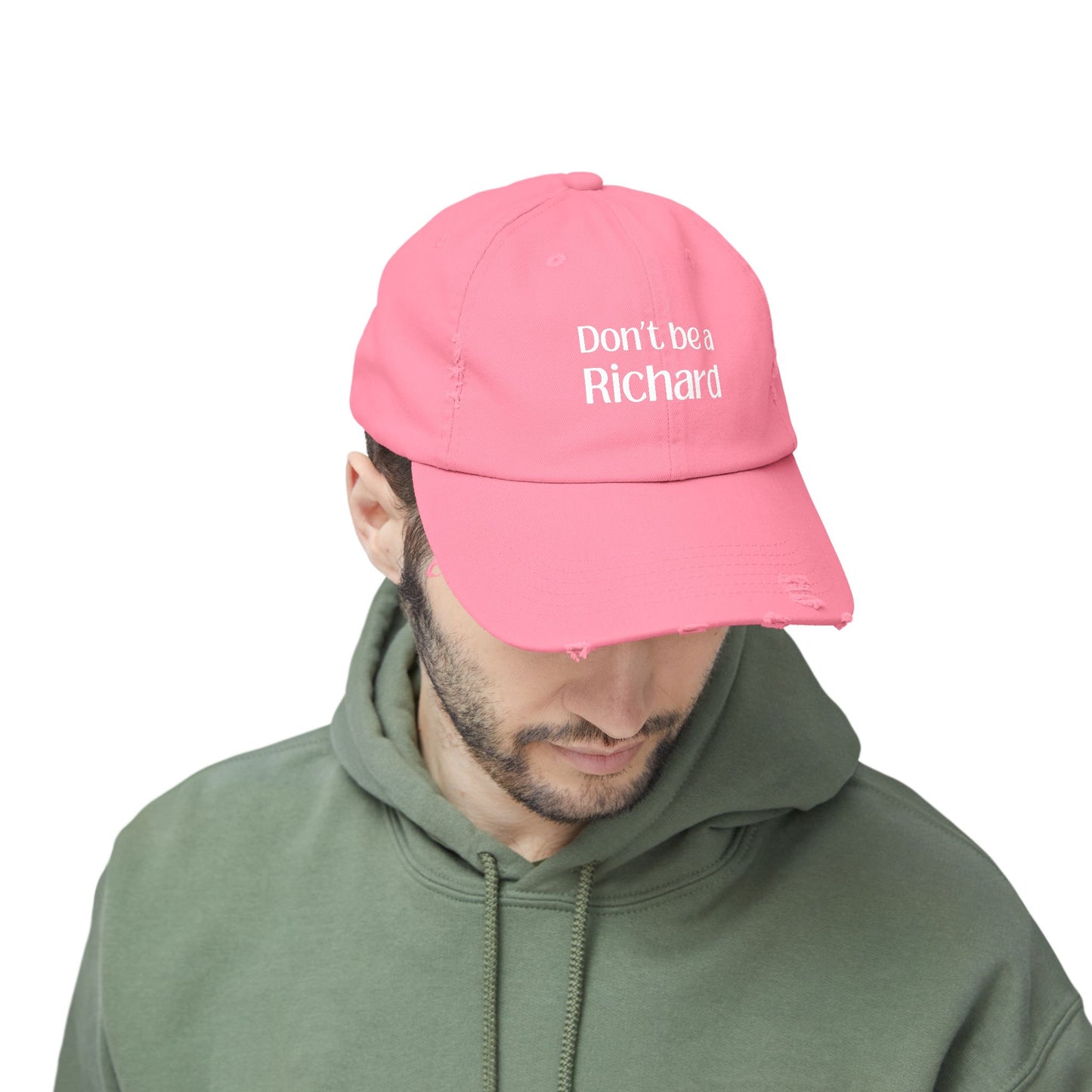 Don't Be a Richard Unisex Distressed Cap - Fun Pink Baseball Hat