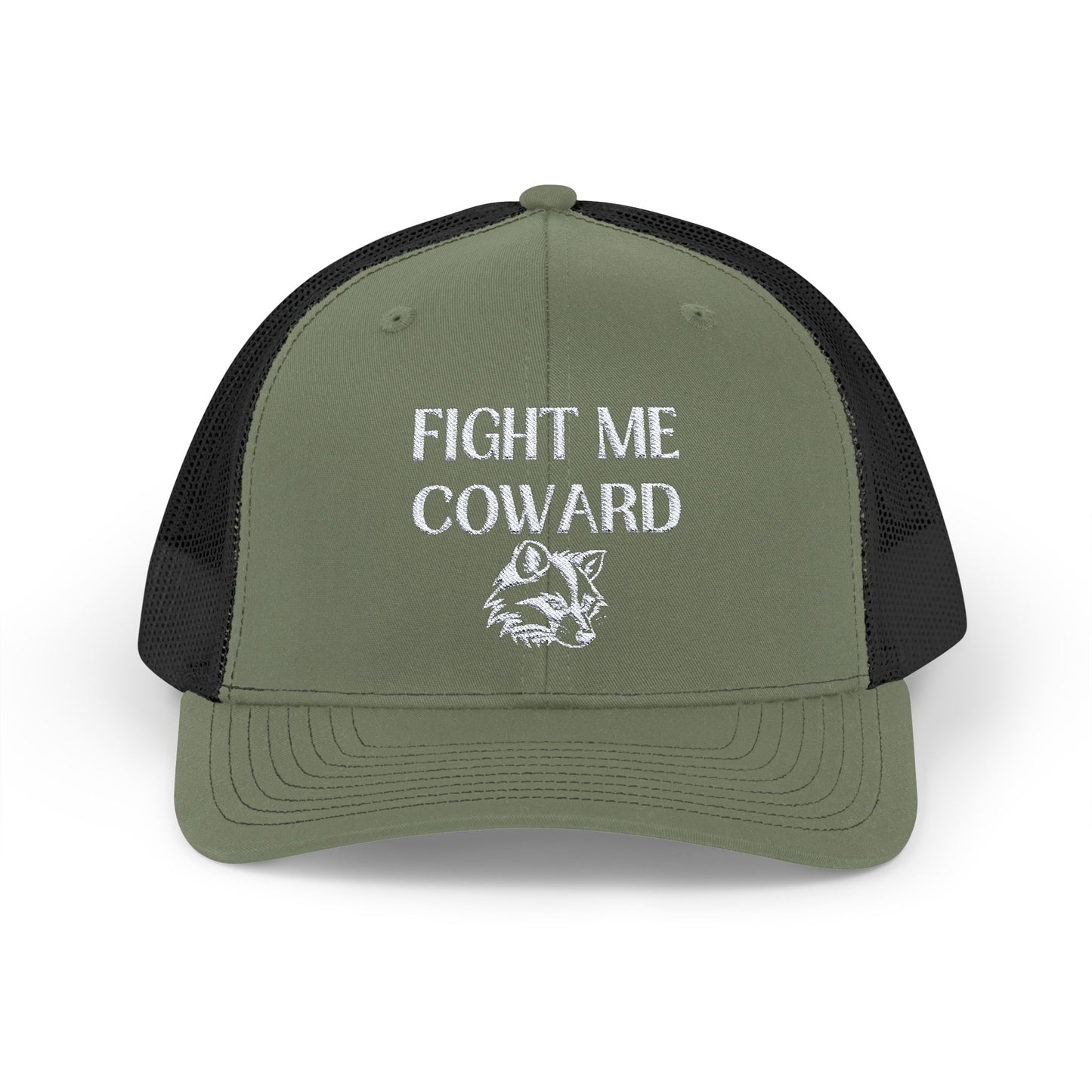 Embroidered 'Fight Me Coward' Snapback Trucker Cap for Bold Statements