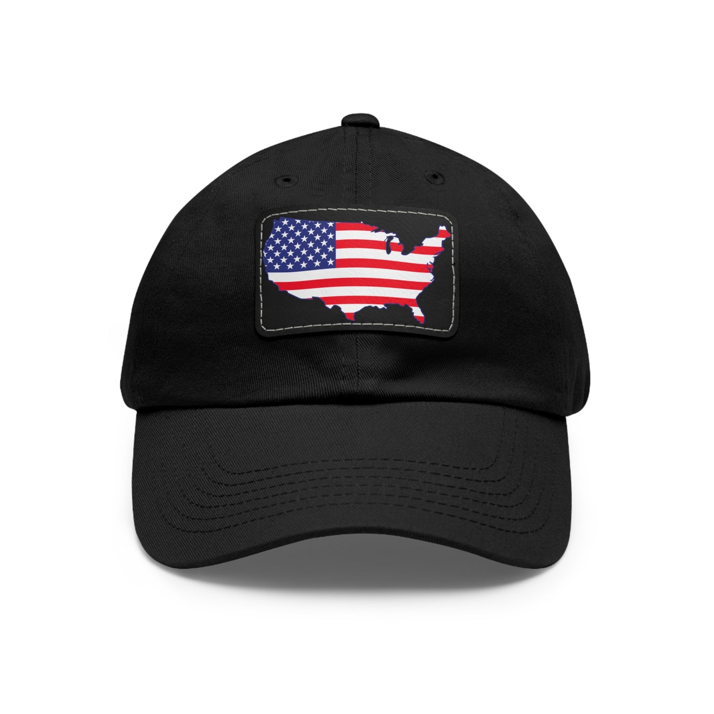 Patriotic Dad Hat with Leather Patch - USA Flag Cap for Outdoors