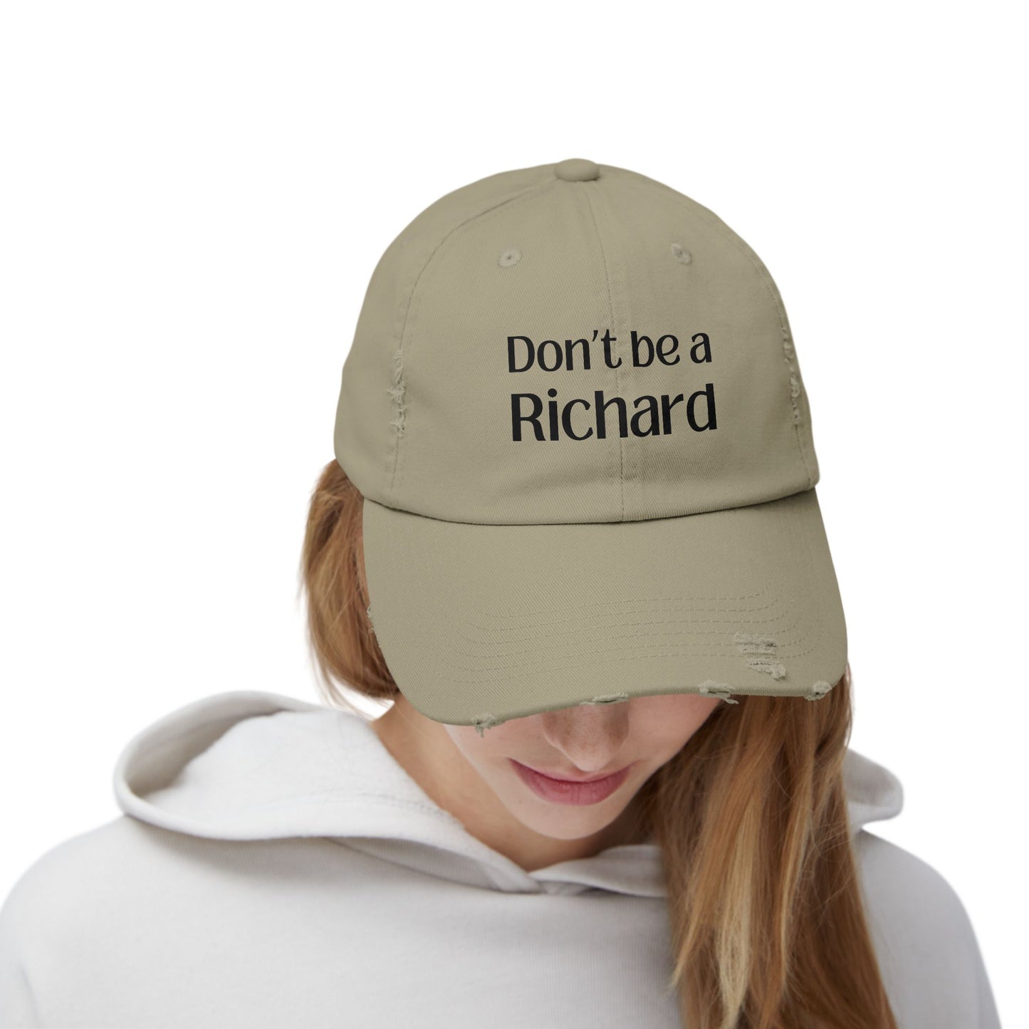 Funny Distressed Cap - 'Don't Be a Richard' Unisex Pink Hat