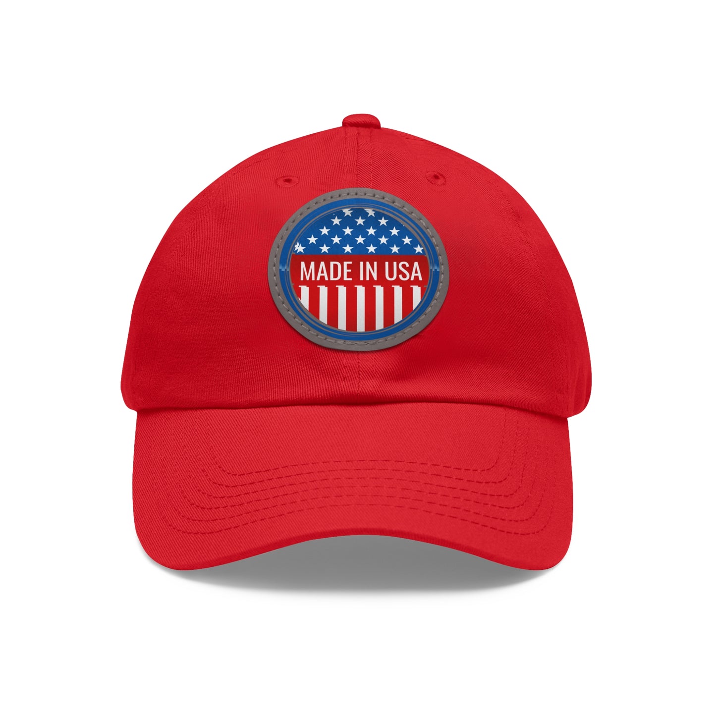 Patriotic Dad Hat with Leather Patch - Made in USA