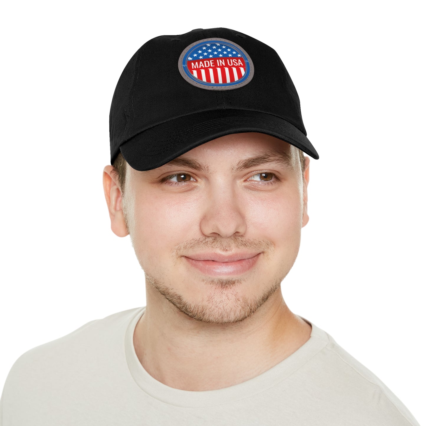 Patriotic Dad Hat with Leather Patch - Made in USA