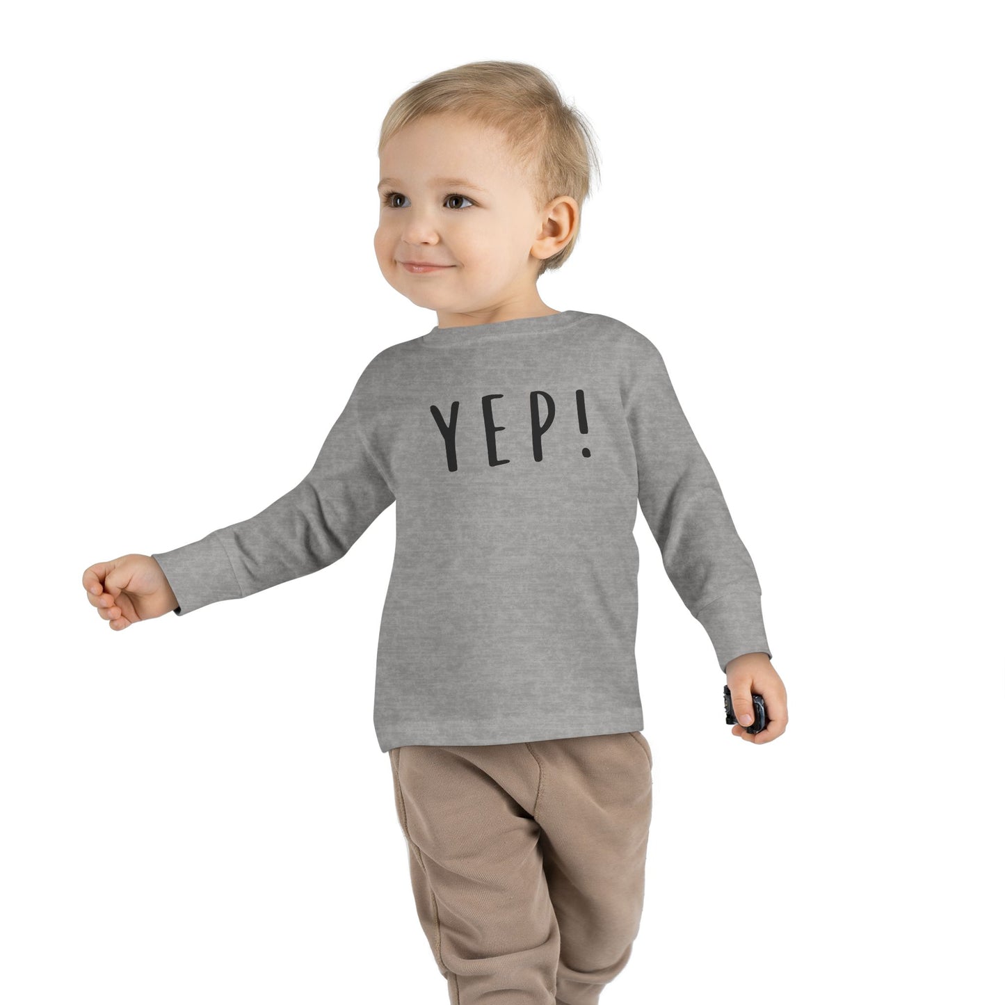 Funny Toddler Long Sleeve Tee - 'YEP!' Cute Kids Shirt for Playtime