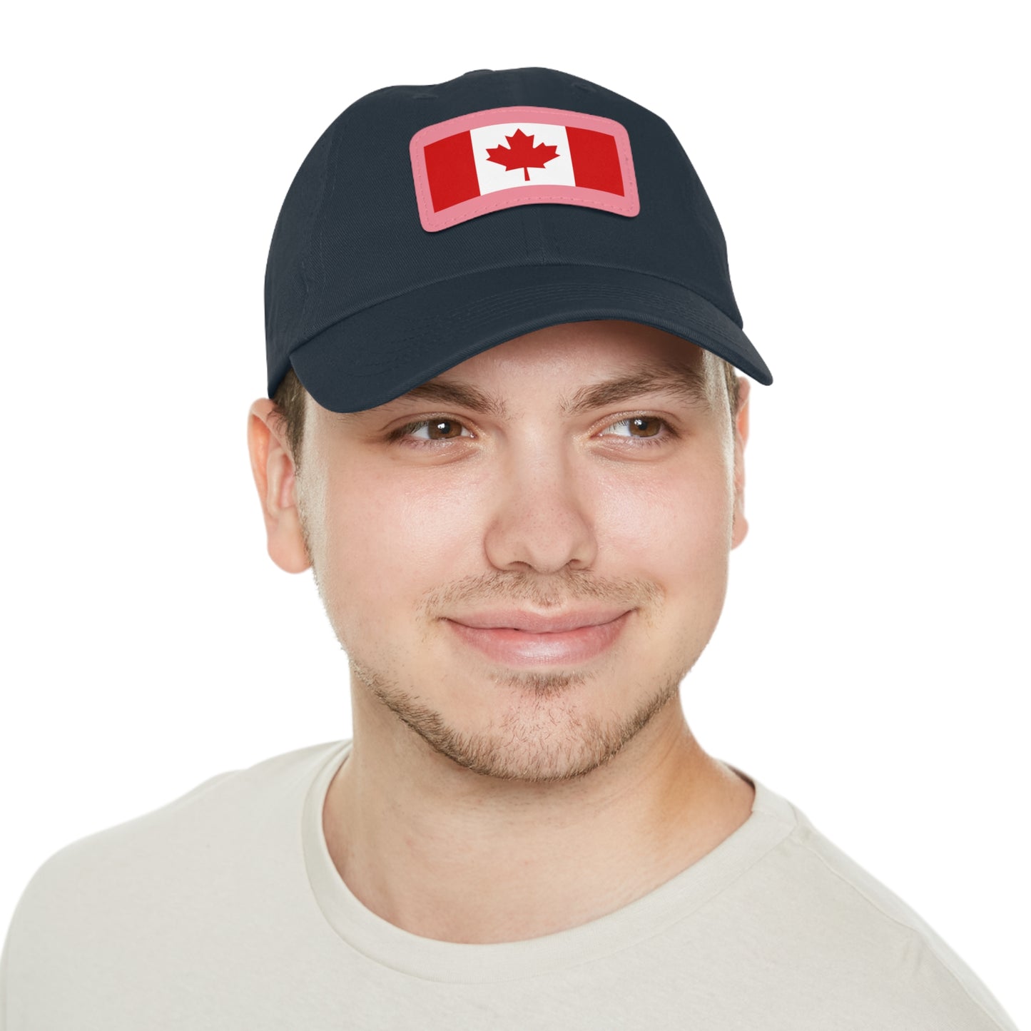 Canada Flag Dad Hat with Leather Patch | Classic White Cap for Outdoors & Celebrations